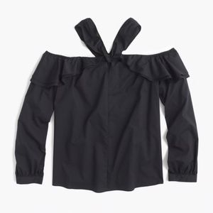 J. Crew Off-the-shoulder tie-neck top